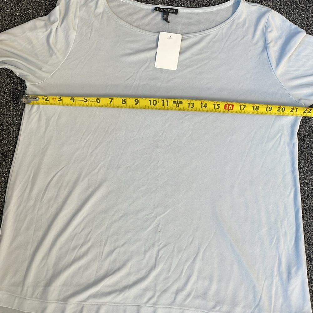 Eileen Fisher 100% Silk Top Women’s Size M Blue Long Sleeve Layered Hem - Picture 5 of 7